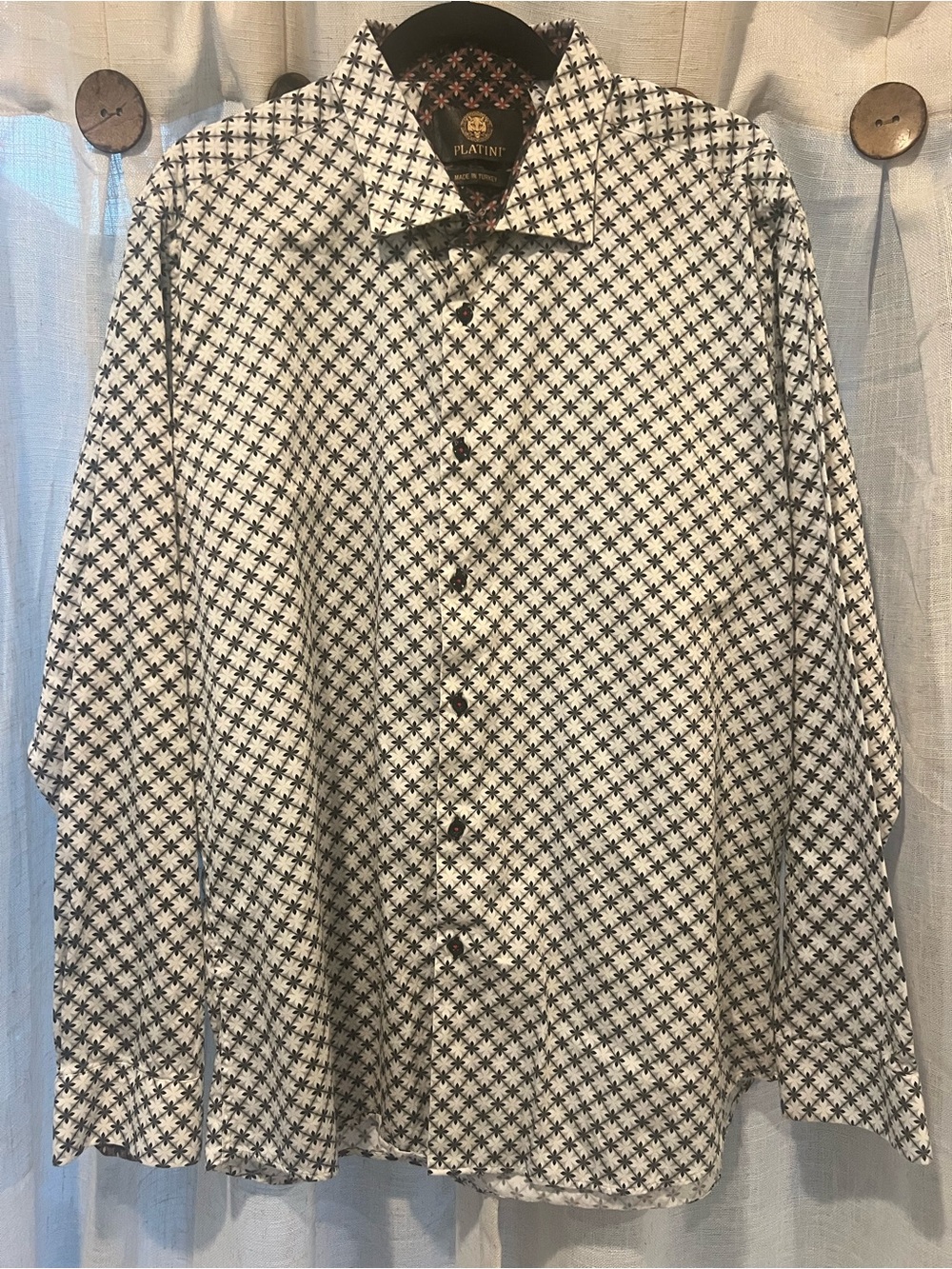Platini Geometric Print Long Sleeve Button Down Shirt Size XXL